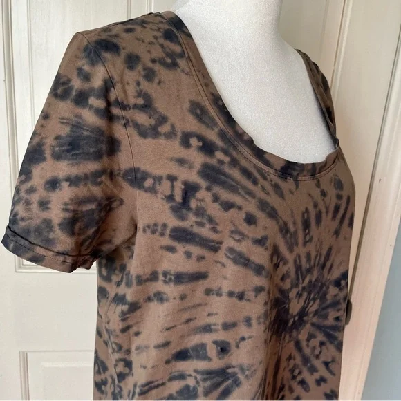 Pact Organic Cotton Husk Spiral Tie Dye Tee Shirt Small Brown Hippie Boho Artsy - Picture 5 of 8